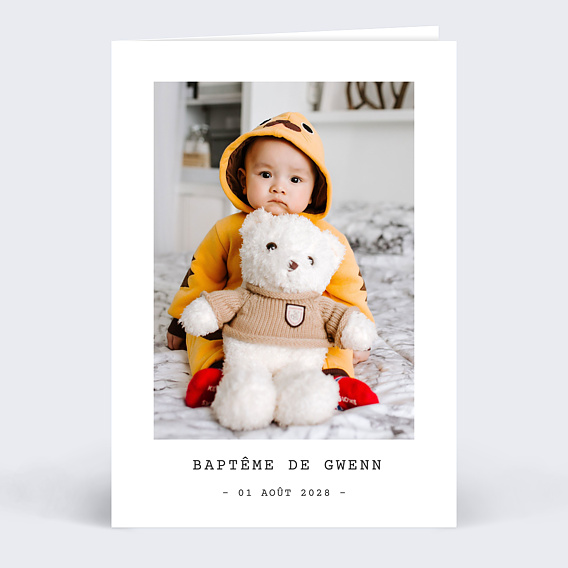 Faire-part baptême Polaroid Simple