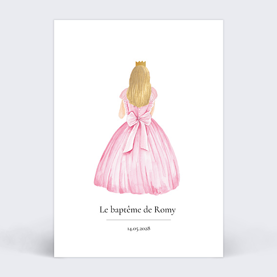 Faire-part Baptême Robe princesse blonde