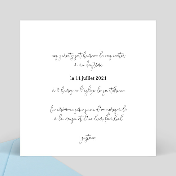 Faire-part baptême Corde à linge Verso