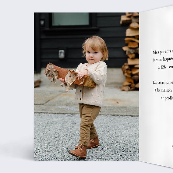 Faire-part baptême Couronne de Fleurs Sauvages Intérieur Gauche