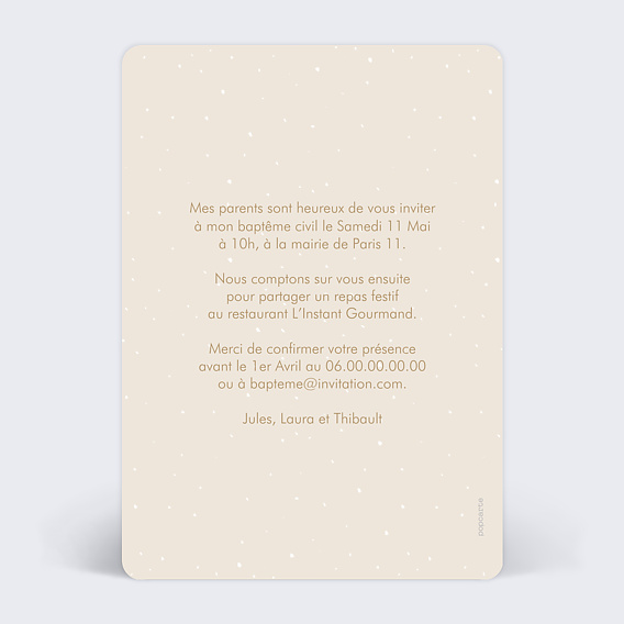 Faire-part baptême Frères Ours Verso