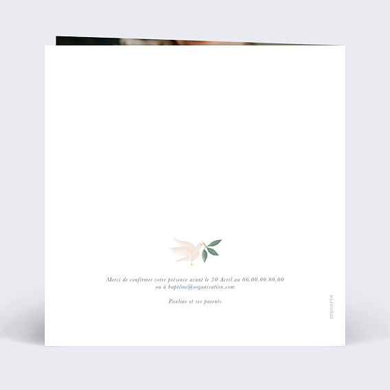 Faire-part baptême Arche de Noé Verso