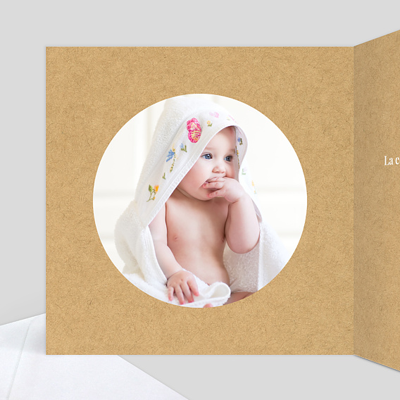 Faire-part baptême Lauriers Intérieur Gauche