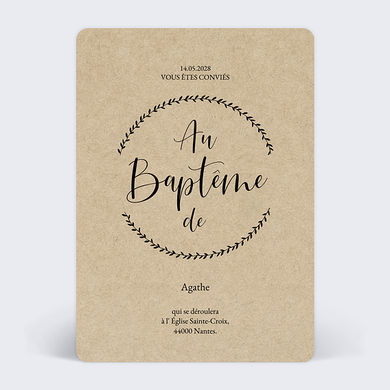 Faire-part baptême Laurel Recto