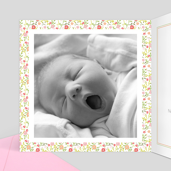 Faire-part baptême Vintage liberty Intérieur Gauche