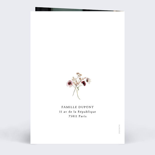 Faire-part Baptême Couronne de Fleurs Sauvages Verso