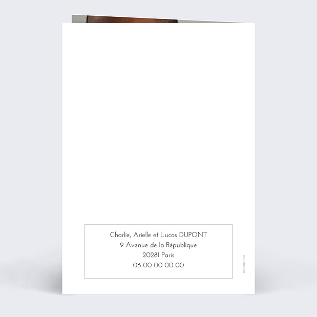 Faire-part de baptême Etiquette Verso