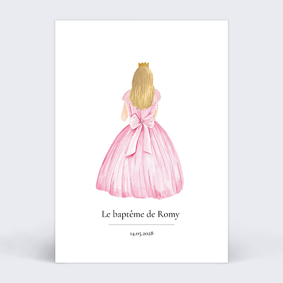 Faire-part Baptême Robe princesse blonde