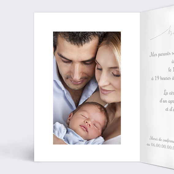 Faire-part baptême Lettres Chic Intérieur Gauche