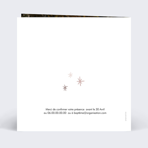 Faire-part baptême Ourson Mignon Verso