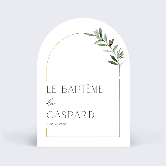 Faire-part baptême Arche végétal chic