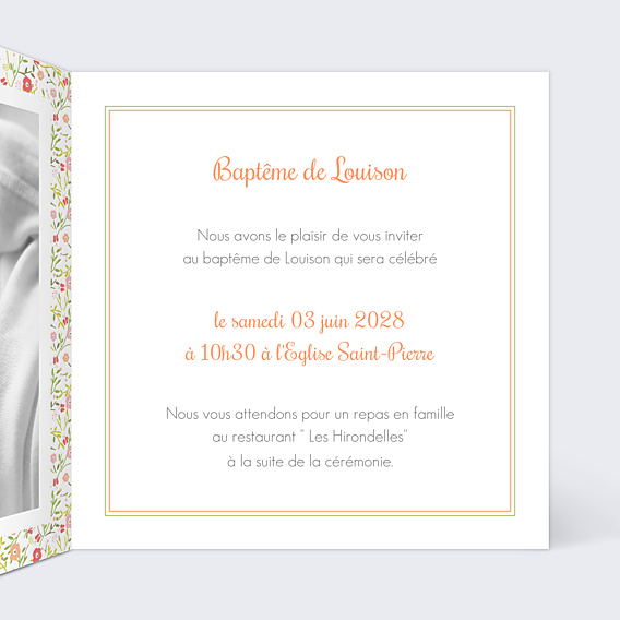Faire-part Baptême Vintage liberty