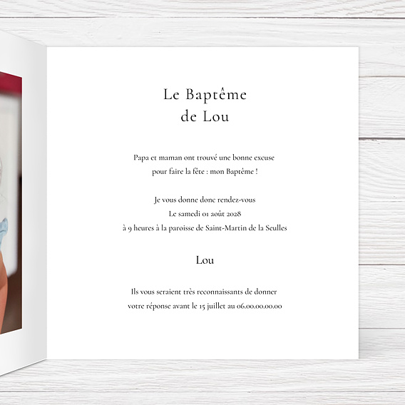 Faire-part Baptême Dorure Pois Graphiques