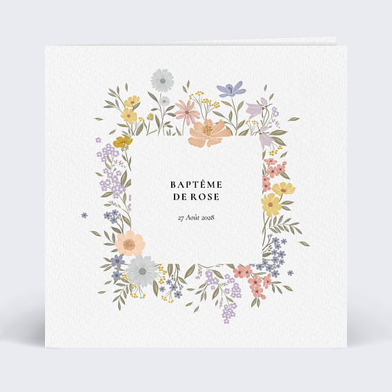 Faire-part baptême Bucolique Recto