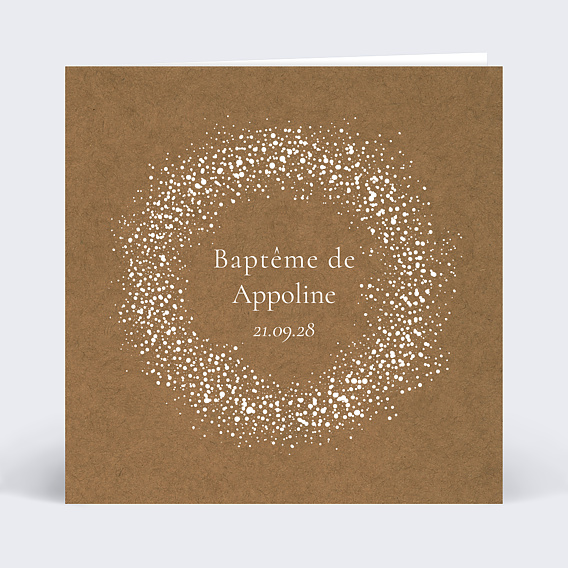 Faire-part baptême Couronne Gypsophile Recto