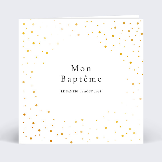 Faire-part baptême Dorure Pois Graphiques Recto