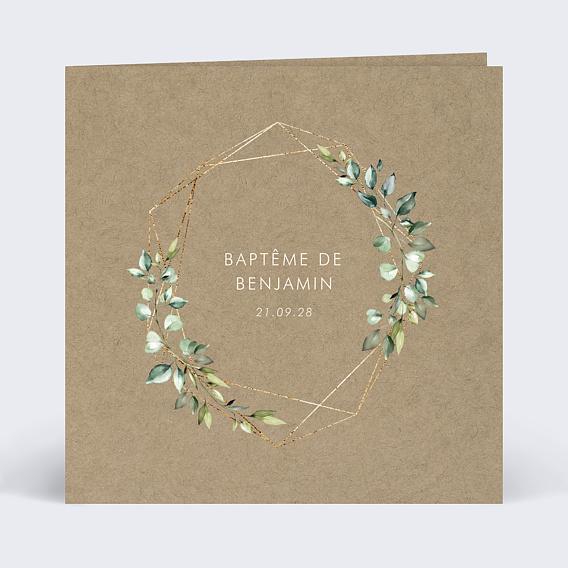 Faire-part baptême Nature Kraft Recto