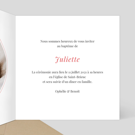 Faire-part baptême Baby Panda Intérieur Droit