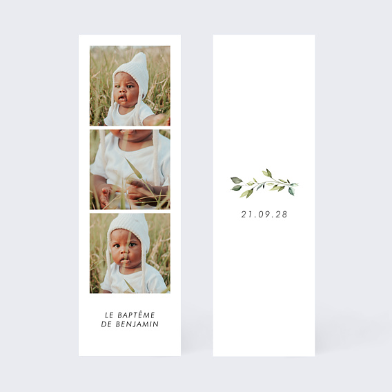 Faire-part Baptême Nature kraft cadre