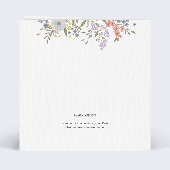 Faire-part baptême Bucolique Verso