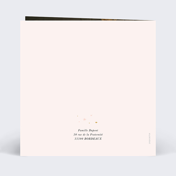 Faire-part baptême Carrosse Rose Verso