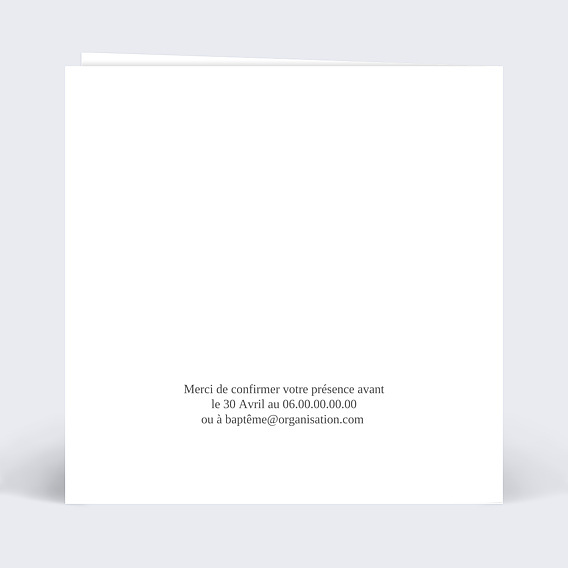 Faire-part baptême Coeur Bucolique Fleur Verso