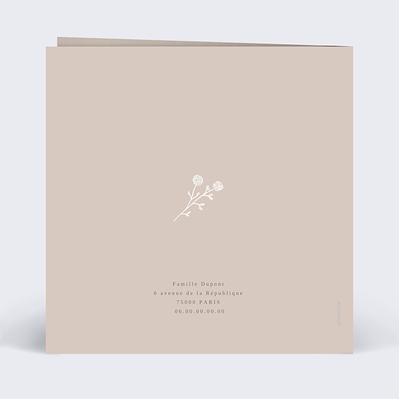 Faire-part baptême Colombe au Crayon Verso