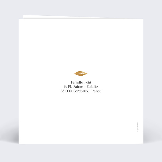 Faire-part baptême Couronne chic simple Verso