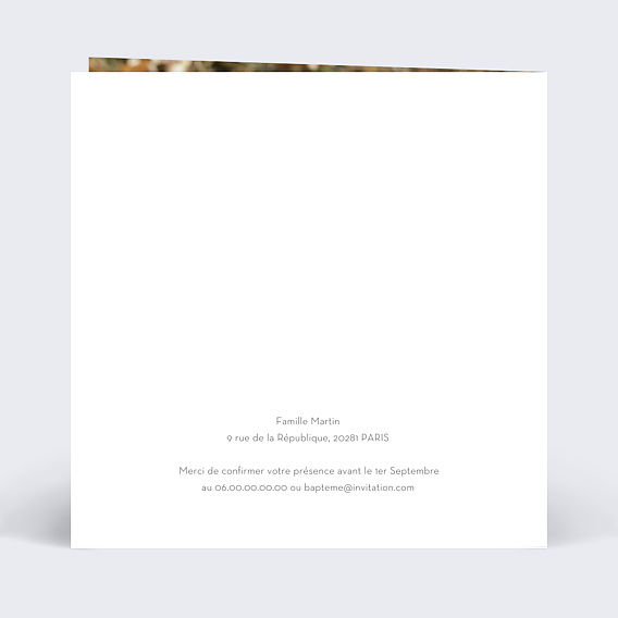 Faire-part baptême Couronne Eucalyptus Verso