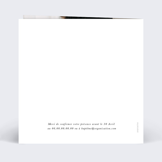 Faire-part baptême Couronne Ovale Fleurie Verso