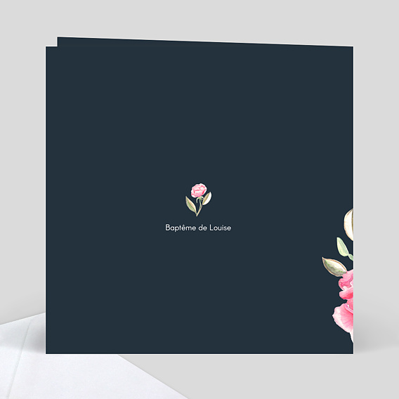 Faire-part baptême Dark Peony Verso