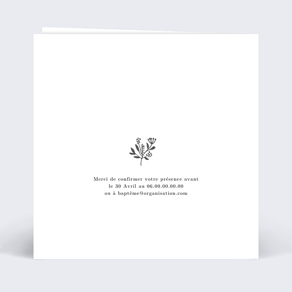 Faire-part baptême Découpe Couronnée Verso