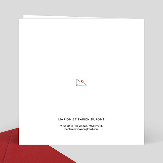 Faire-part baptême Découpe Love Letter Verso