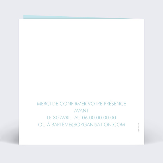 Faire-part baptême Découpe Nuage Verso