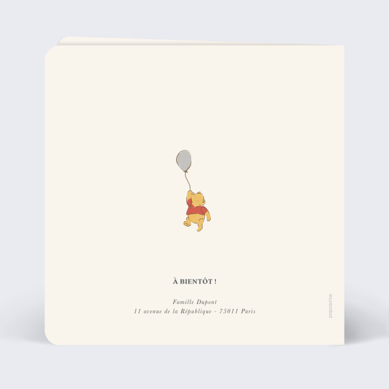 Faire-part baptême Gentil Ourson Verso