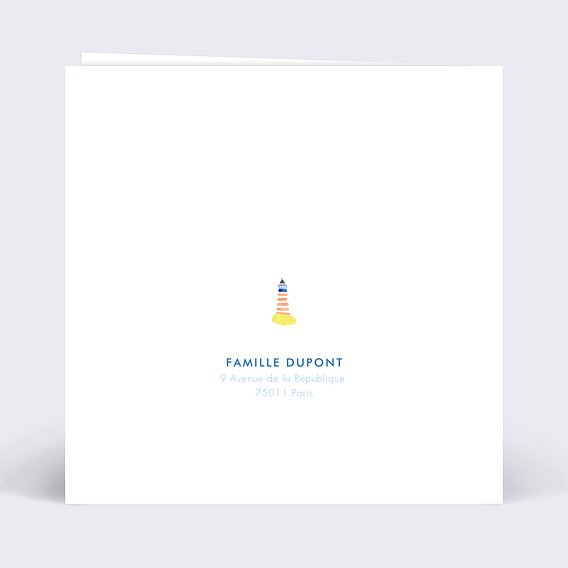 Faire-part baptême Jolies Bateaux Verso