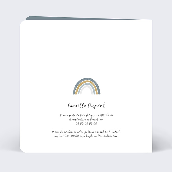 Faire-part baptême Rêve de koala Verso