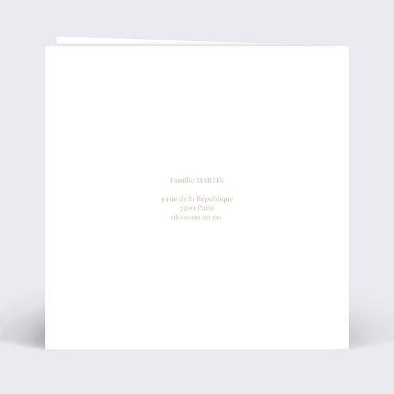 Faire-part baptême Lapin Mignon Verso