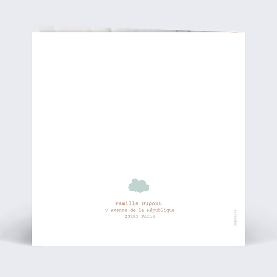 Faire-part baptême Envolée de montgolfière Verso