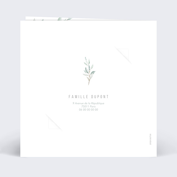 Faire-part baptême Petite Croix Graines Verso