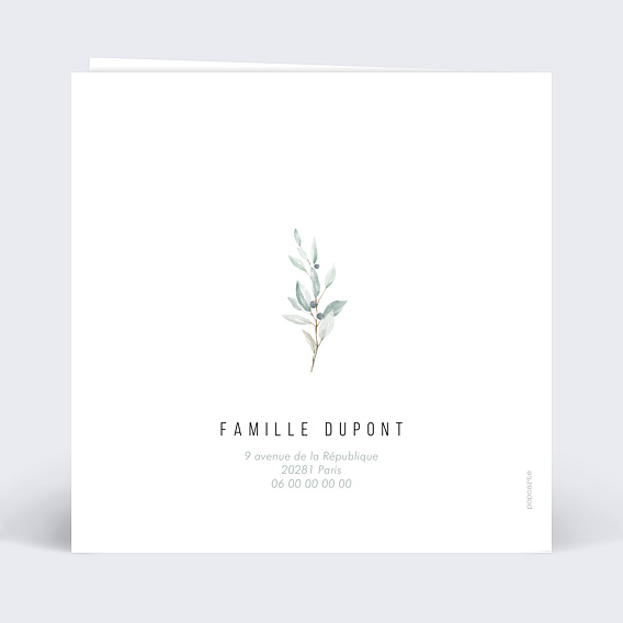 Faire-part baptême Petite Croix Verso