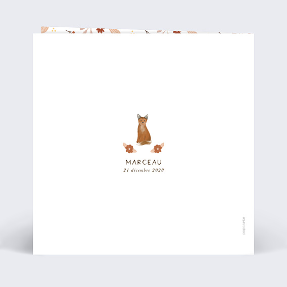 Faire-part baptême Renardeau Verso