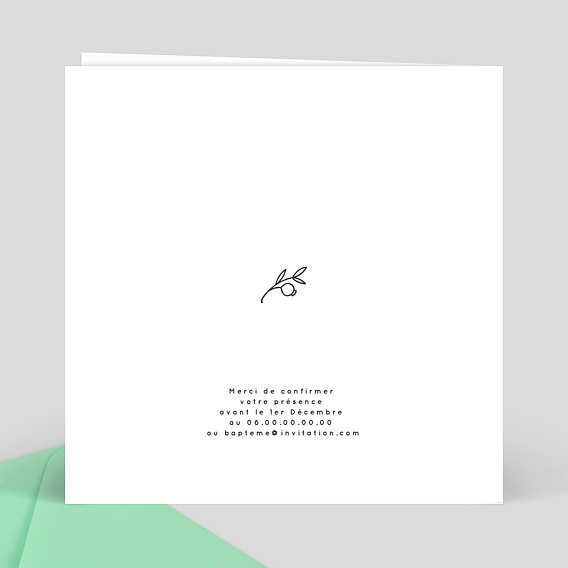 Faire-part baptême Tampon Garden Verso