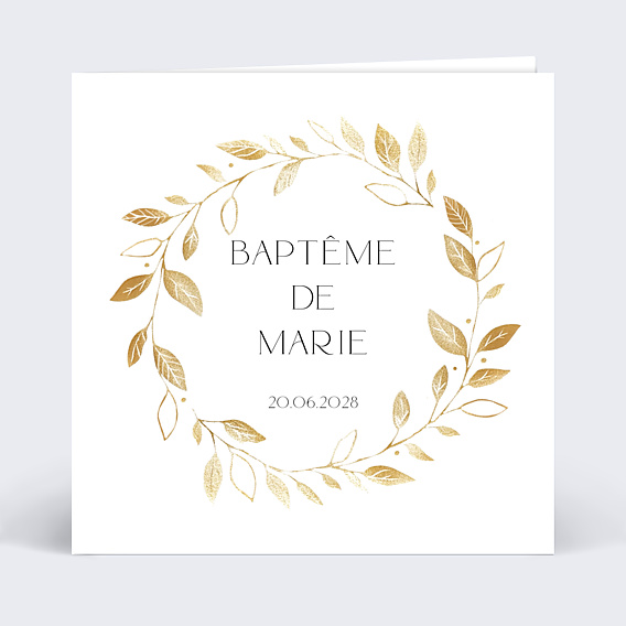 Faire-part baptême Couronne chic simple