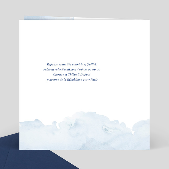 Faire-part baptême Découpe Ecume Verso