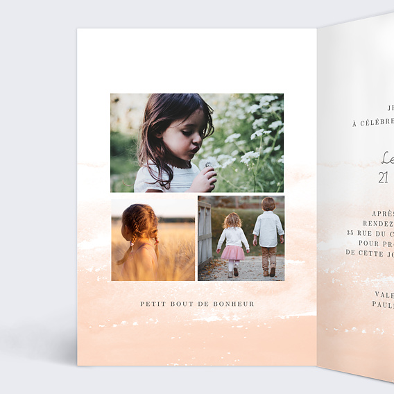 Faire-part baptême Brume Intérieur Gauche