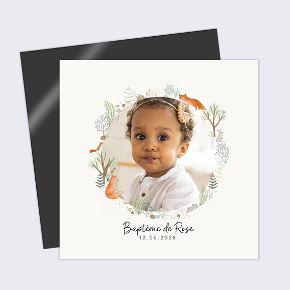 Faire-part Baptême Couronne Renard