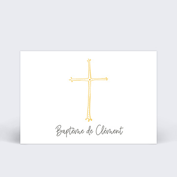 Faire-part Baptême Faire-part baptême Croix d'or