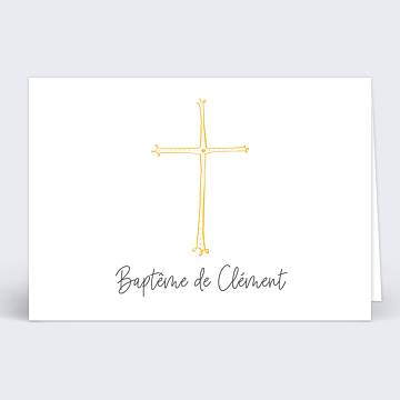 Faire-part Baptême Faire-part baptême Croix d'or