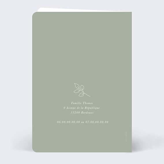 Faire-part baptême Printemps Verso
